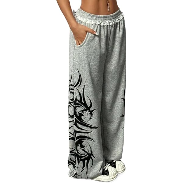 SOLY HUX Women's Y2k Baggy Sweatpants Wide Leg Graphic Grunge Goth